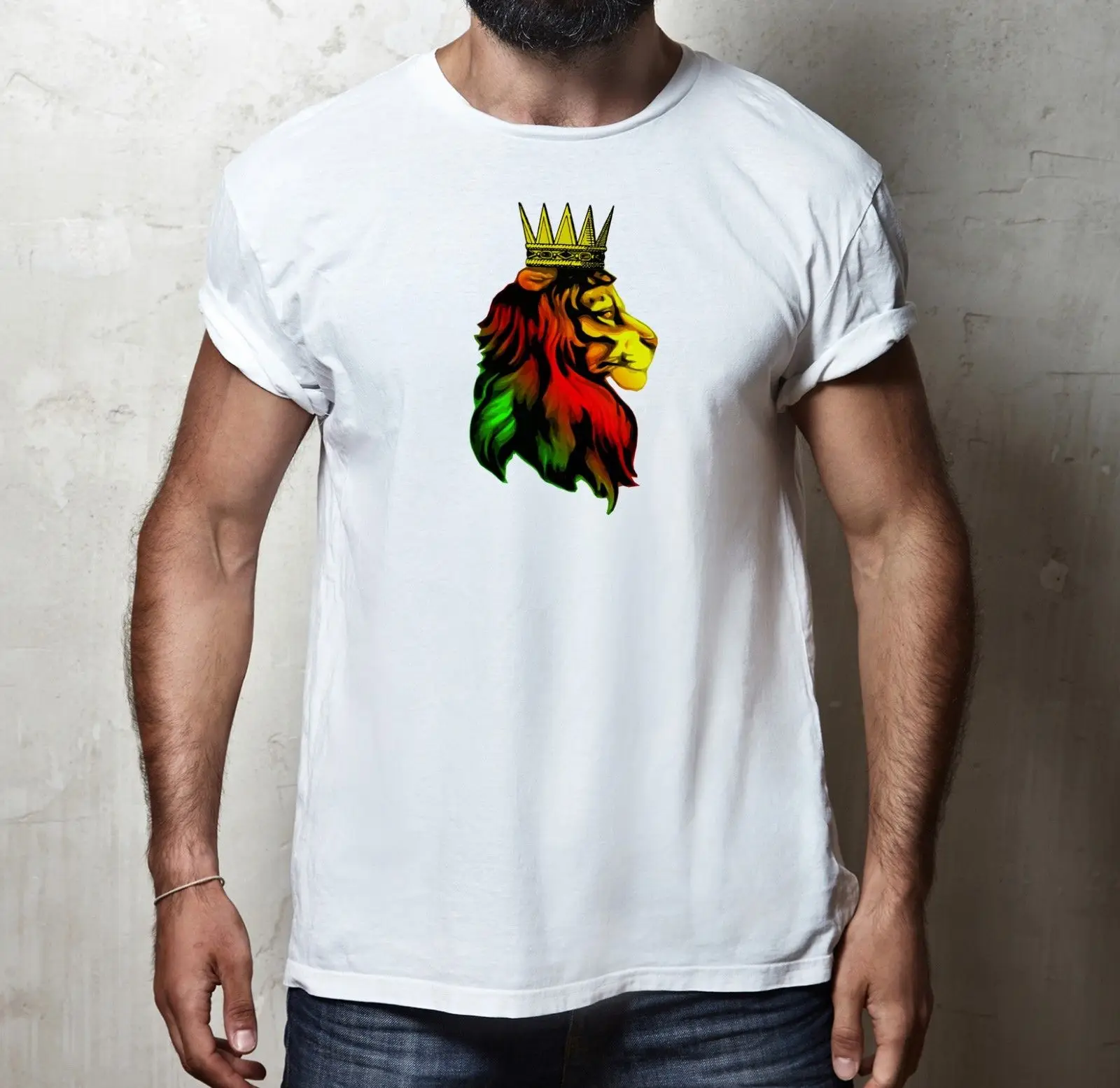 REGGAE DUB MUSIC RASTA ZION LION 100% cotton Men's RASTAFARIAN T-shirt TEE 