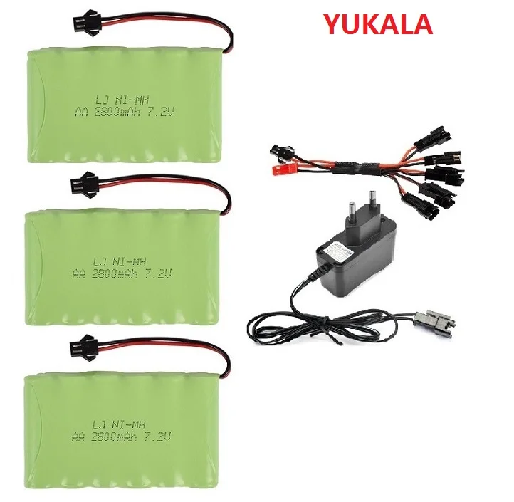 YUKALA 7,2 V 2800mAh ni-mh аккумуляторная батарея SM разъем для RC грузовика/RC автомобиля/RC лодки/RC Танк JST/SM/Tiamiya 7,2 v 2800 mah