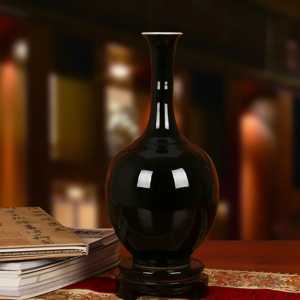 Jingdezhen антикварная ваза Цзиндэчжэнь черная фарфоровая Хрустальная глазурованная