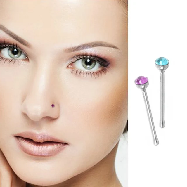 60pcs/set Crystal Rhinestone Nose Ring Fashion Body Jewelry Nose Studs