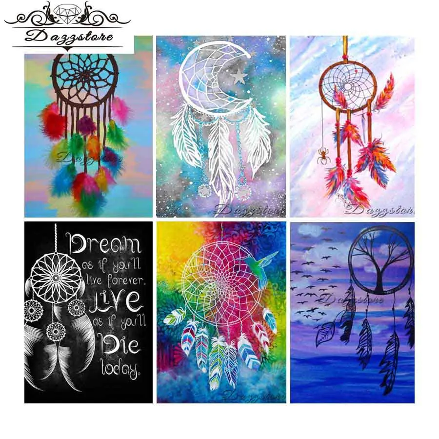 

diamond painting cross stitch diamond embroidery Dream catcher feather crystal rhinestone diamond Mosaic Home Decoration gift