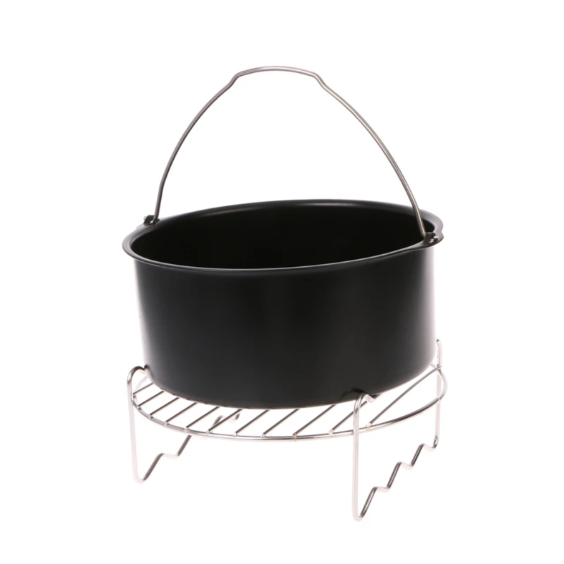 7Inch Air Fryer Pan Accessory Baking Basket Pizza Plate Grill Pot Multi-function 10166