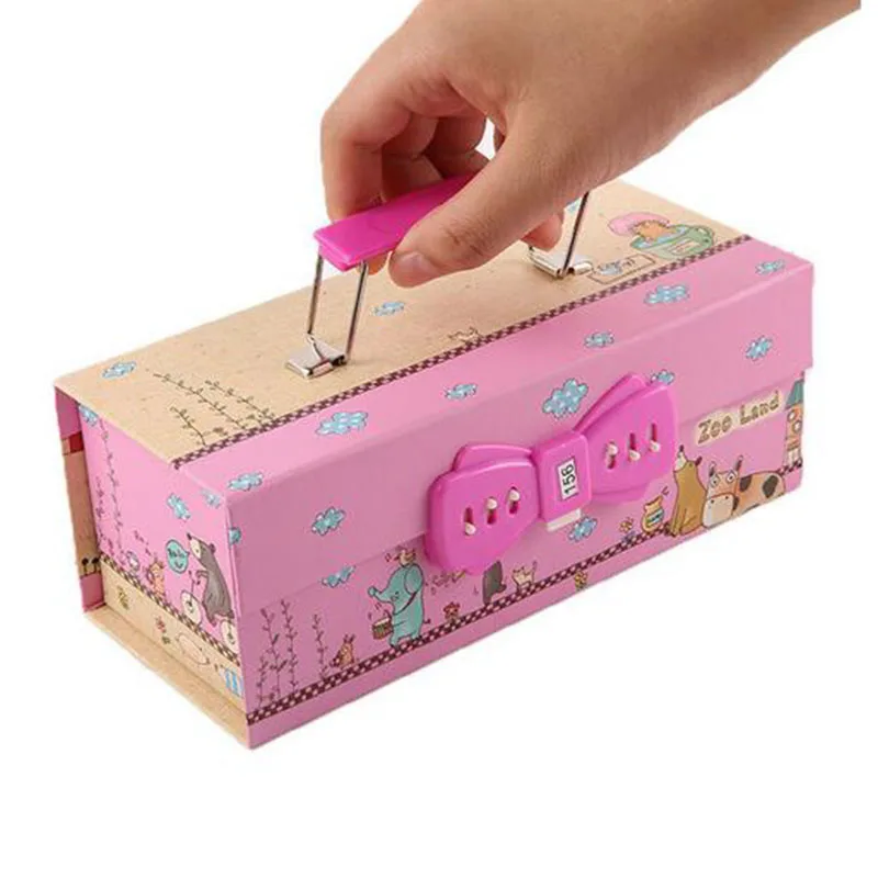 Portable Three Layer Password Lock Stationery Box Storage Box
