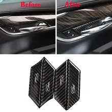 Дверные ручки чаши Крышка отделка декор из натурального углеродного волокна для Cadillac XT5- декор из натурального углеродного для кнопки переключателя наклейка