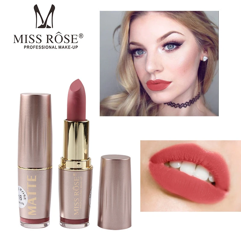 

Miss Rose Matte Lipstick Gold Tube Lipstick for Lips Cosmetic Makeup Women Matte Lipstick Waterproof Red Lip Lipsticks