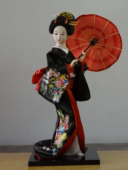 

12*30cm Oriental Japanese Brocade Kimono Kabuki Geisha Doll Figure Home Decoration MF012