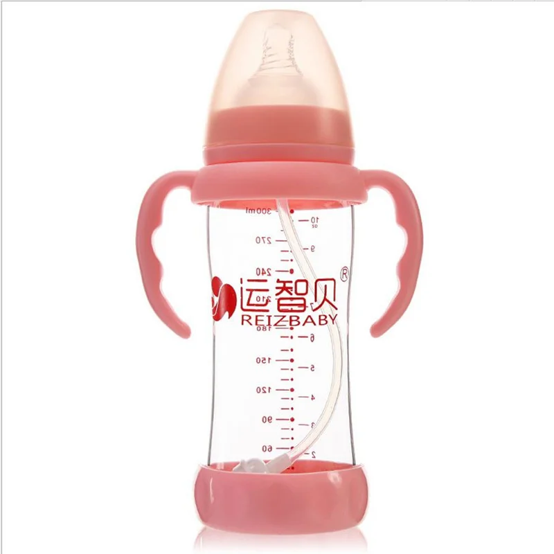 Neonatal Glass Bottle Wide Mouth Glass Bottle With Dust Cover Infant Anti-flatulence Baby Bottle Size180ml/240ml/300ml Daibing