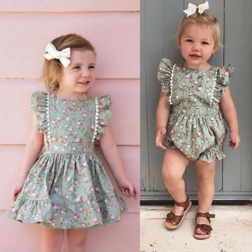 

Toddler Kids Baby Girl Sister Matching Floral Jumpsuit Romper Dress Outfits Girls Clothes