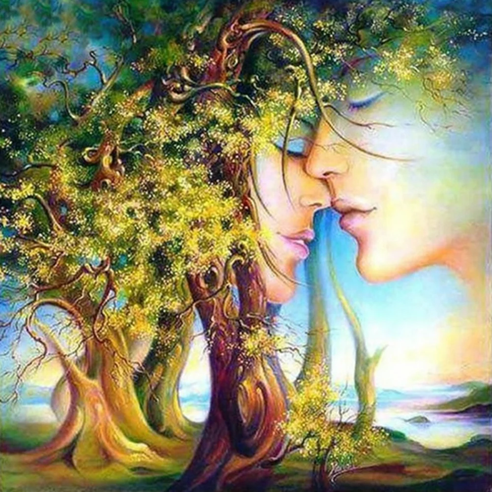 5D DIY Diamond painting Cross stitch Full Square embroidery Round mosaic Couple Tree | Дом и сад
