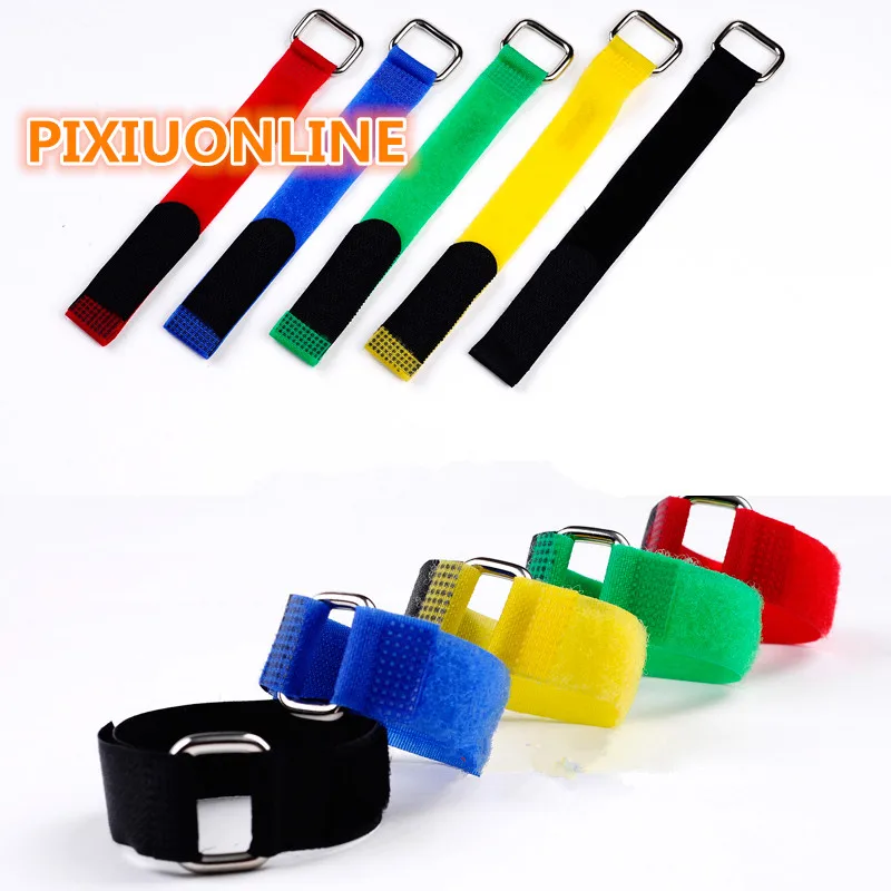 

4PCS/LOT YT1095 5 Colors Cable Tie With Buckle/hasp Wide 2 cm Length 20cm Hookloop Nylon Fastening Tape Magic Tape Strap