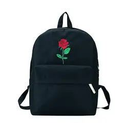 Для женщин обувь для девочек роза Вышитые школьный рюкзак брезентовый дизайн школьный рюкзак подростков вышивка H30510