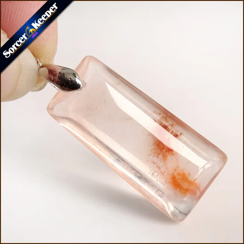 

Women Jewelry Necklace Fashion Rare Genuine Natural Stone Red Rabbit Hair Fur Rutilated Quartz Crystal Polished Pendant YS078