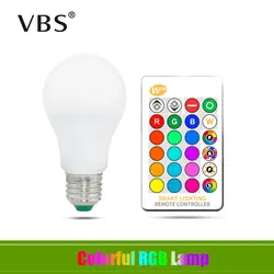 E27 светодиодный лампы 5 W 10 W 15 W RGB + белый 16 Цвет светодиодный светильник AC85-265V меняющийся красный-зеленый-синий лампа с дистанционным