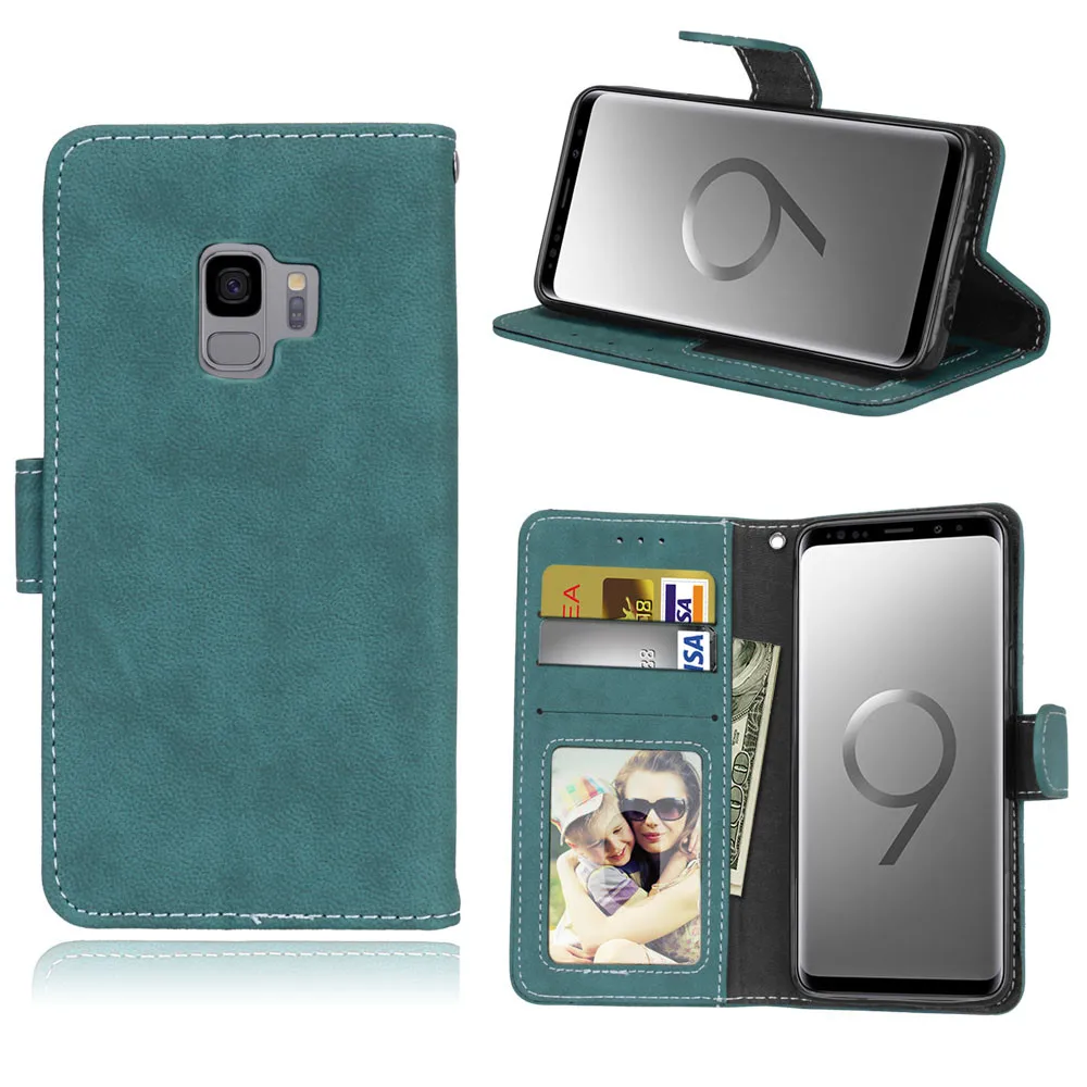 Luxury Flip Leather Case for Samsung Galaxy S7 Edge S8 Plus S9 Plus Stand Cover Matte Leather Cases for Sumsung Galaxy S5 S6 S7 S8 S919