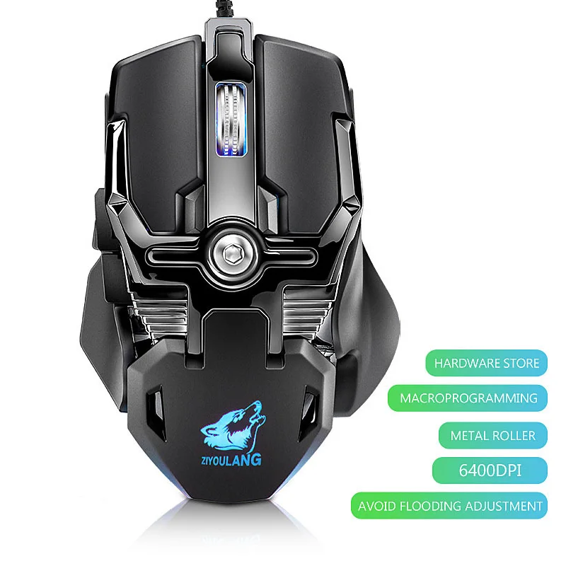Профессиональная Проводная игровая мышь 8 кнопок 6400 dpi светодиодный оптический USB компьютерная мышь геймерские мыши V15 игровая мышь для настольного ПК ноутбука