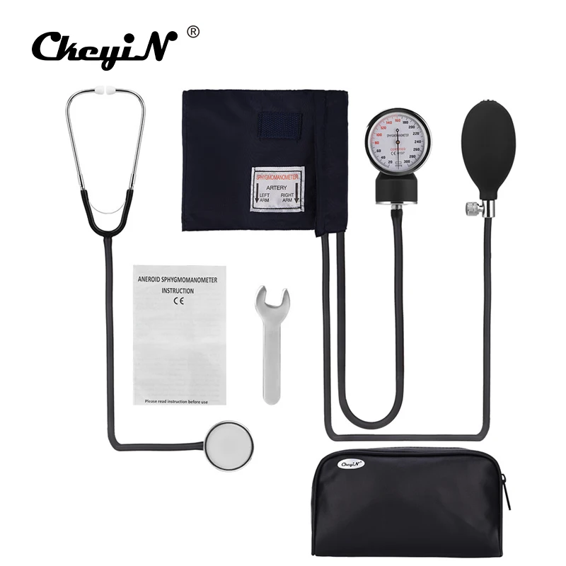 

Professional Medical Manual Sphygmomanometer Cuff Blood Pressure Monitor Stethoscope Doctor Household Measure Device With Bag