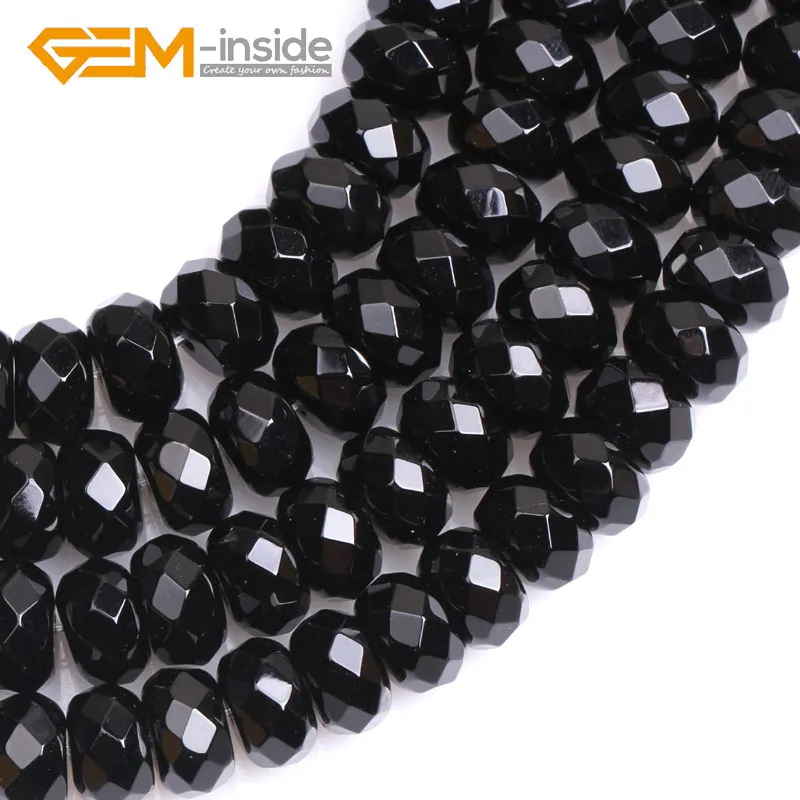 Натуральный черный оникс Агаты рондели разделительные бусины для изготовления ювелирных изделий Beads15 дюймов! GEM-inside - Цвет: 6X10mm