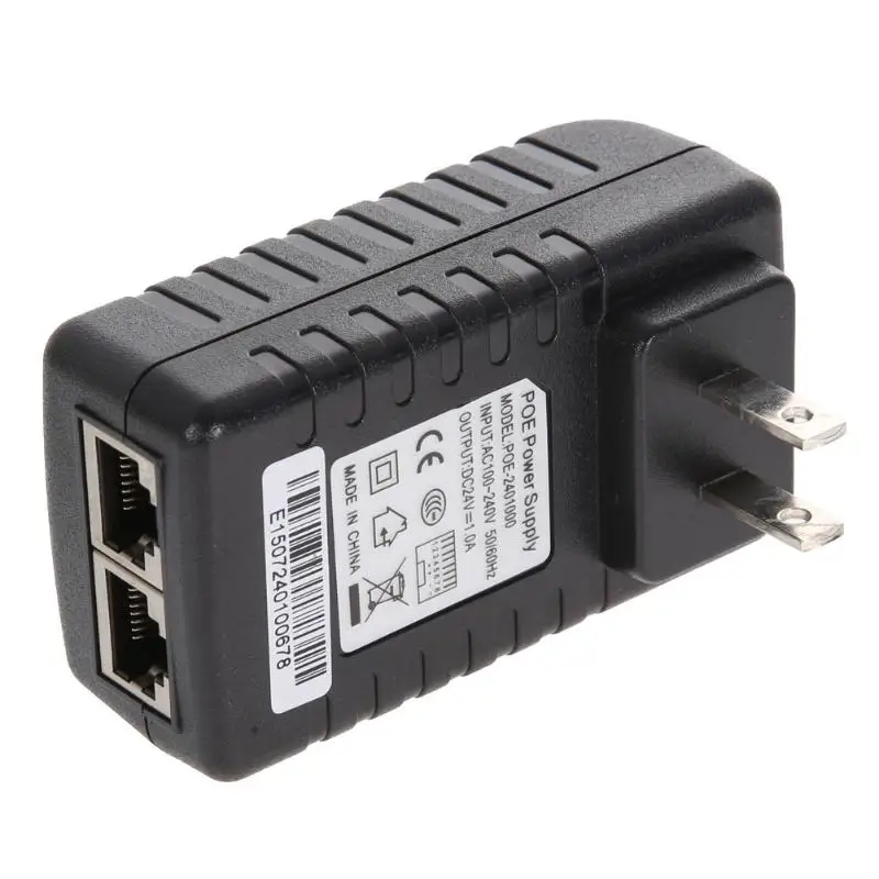 24 В 1A POE инжектор для видеонаблюдения IP камера США или ЕС мощность более инжектор Ethernet коммутатор Ethernet адаптер