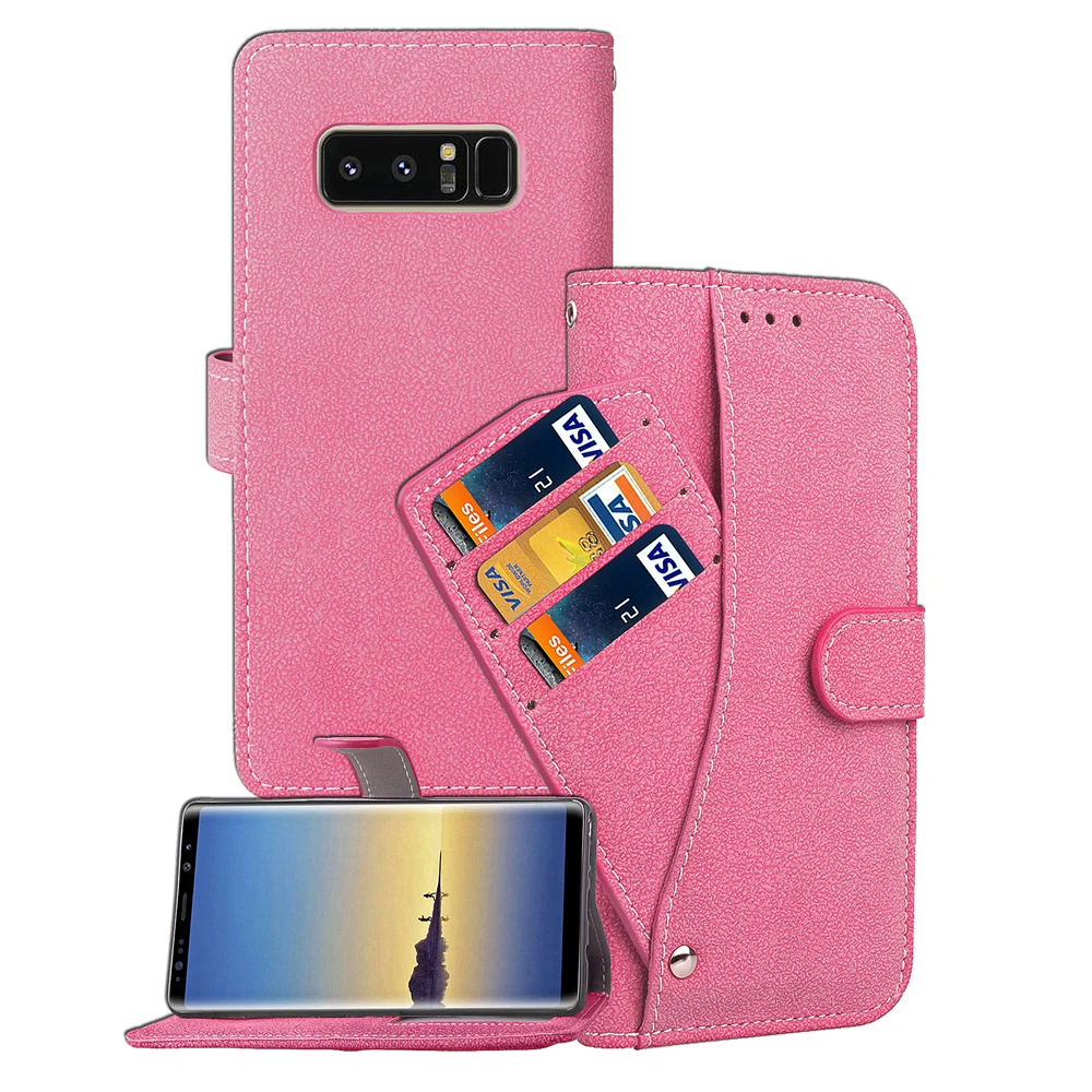 

Phone Case Phone holder Matte Flip Case Phone Shell With Card Pocket for Samsung S7 S8 S9 Note9 Note8 with 5 Color Options