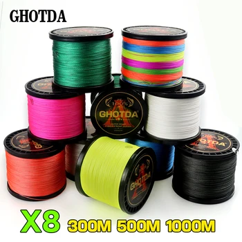 GHOTDA 8 нитей 1000 м 500 м 300 м PE плетеная леска tresse peche соленая рыболовная ткать Улучшенный Экстремальный супер сильный