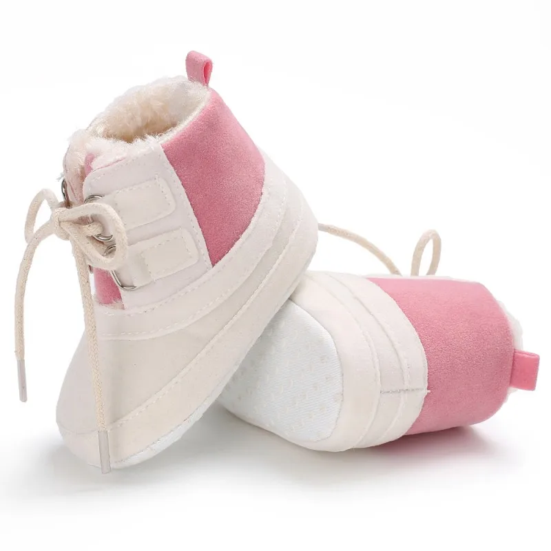 Новорожденных Обувь для малышей хлопок мягкий толстый для маленьких мальчиков девочек Обувь младенческой высокие однотонные сапоги