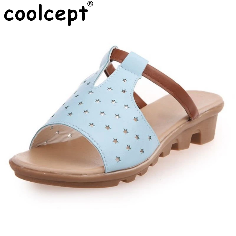 

Coolcept 5 Colors Simple Women Bohemia Flats Sandals Star Hollow Out Open Toe Flats Slippers Summer Woman Shoes Size 35-40