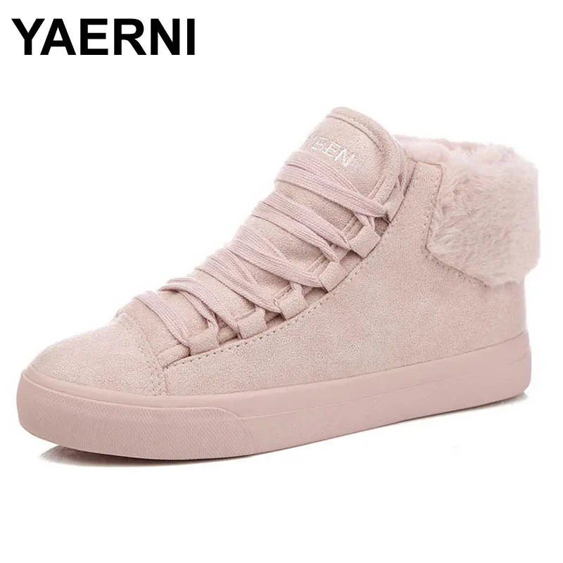 

YAERNI Plush Women Warming Boots Suede Outdoor Winter Feather Casual Shoes Durable Female Snow Boots Footwear zapotos mujer