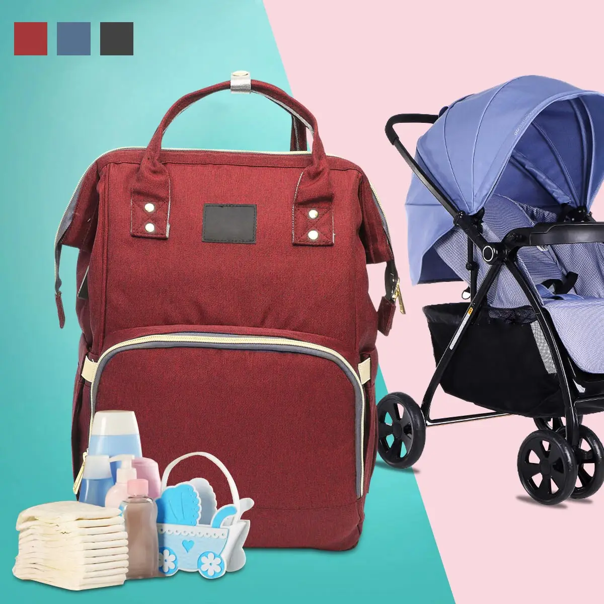 

Lagre Capacity Baby Diaper Bag With USB Interface Waterproof Stroller Nappy Bag Mummy Maternity Travel Backpack Nursing Handbag