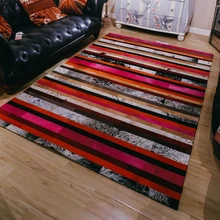 Роскошный Ковер из воловьей кожи в полоску, ковер из натуральной коровьей кожи в полоску для украшения гостиной офисный ковёр