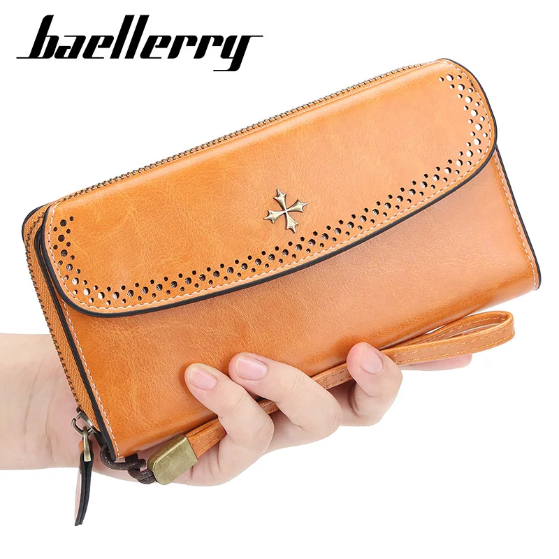 

Baellerry The New Women Clutch Leather Wallet Female Long Wallet Women Zipper Purse Strap Money Bag Purse For
