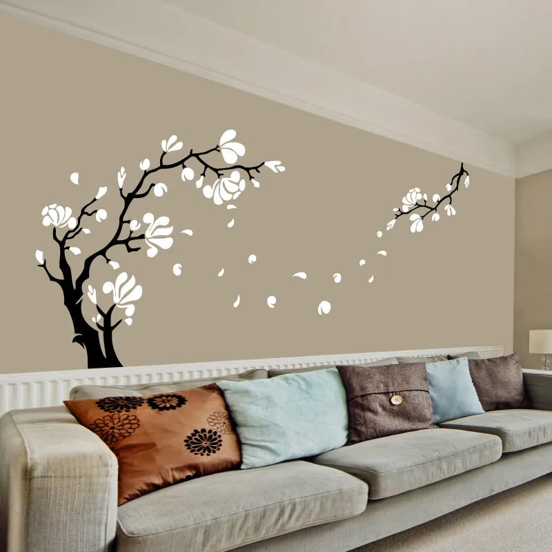 Magnolia Flower Tree Wall Art Stickers Wall Decals Removable Easy To Apply High Quality