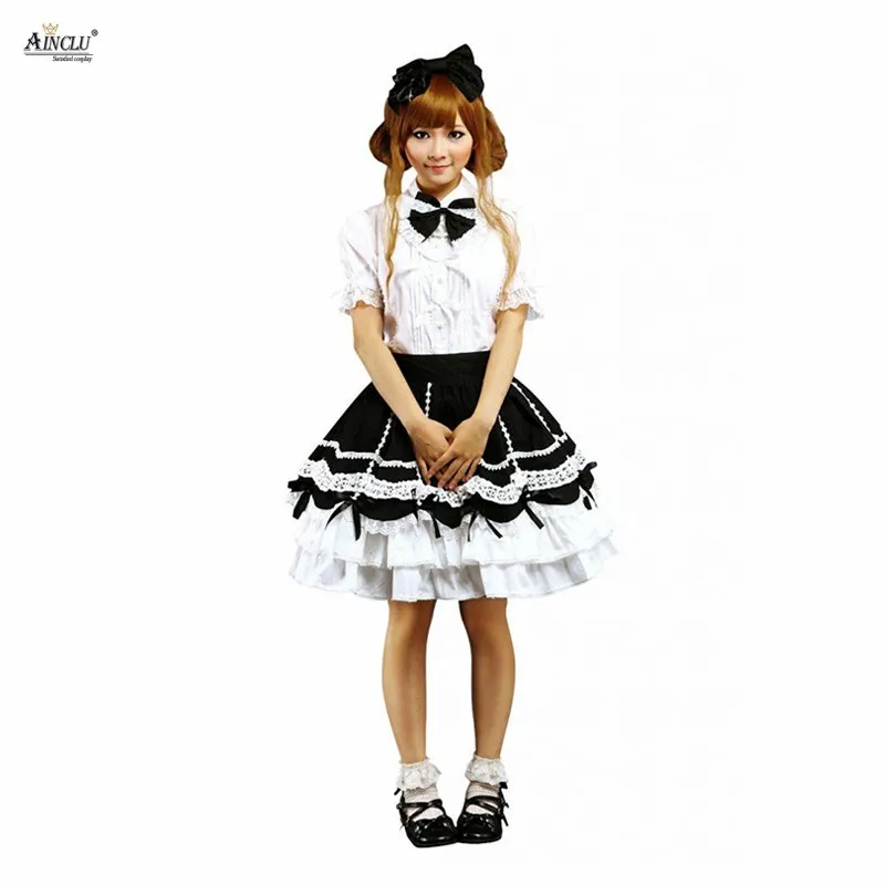 Ainclu Gratis Verzending Cemavin Womens Katoen Witte Lolita Blouse En Zwarte Dame Lolita Rok Outfit Meestal dagen party Ainclu Gratis Verzending Cemavin Womens Katoen Witte Lolita Blouse En Zwarte Dame Lolita Rok Outfit Meestal dagen party