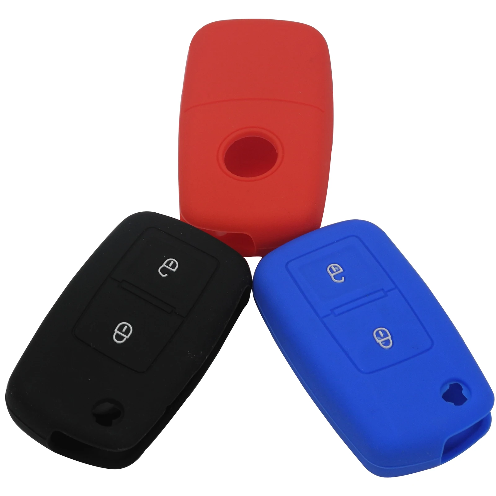 

jingyuqin 2 Button Silicone Remote Car Key Cover Case For Vw Volkswagen Golf Bora Jetta Seat Altea Alhambra Ibiza Polo T5 Passat