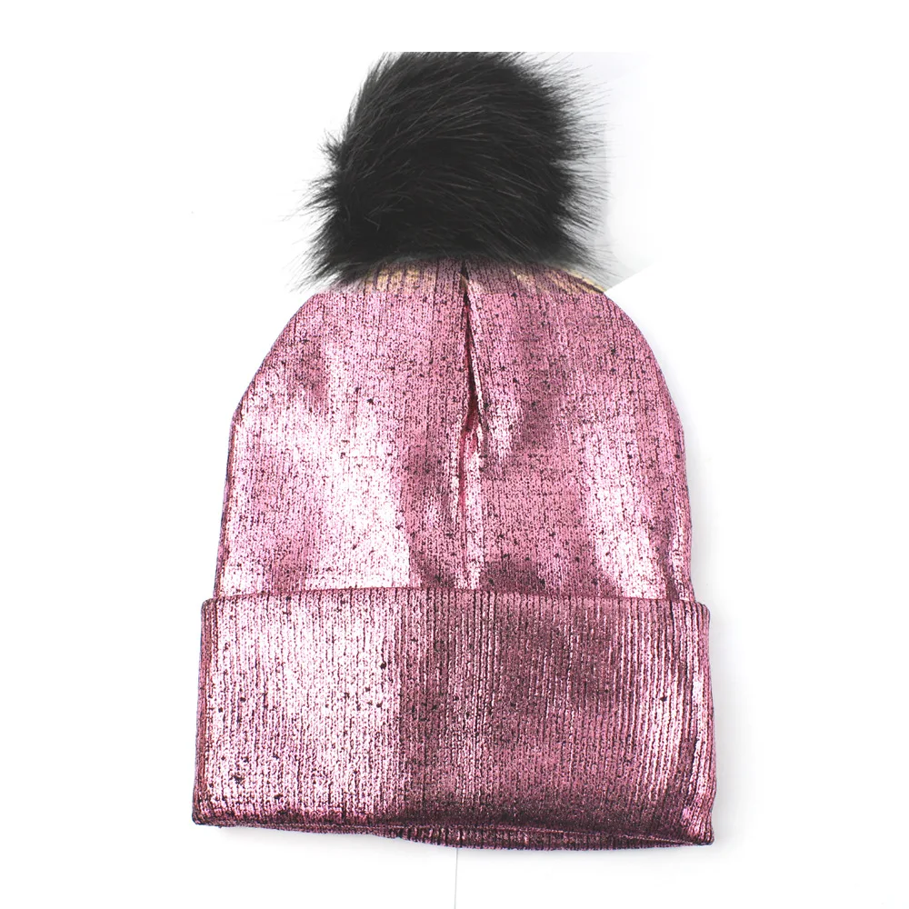 New Autumn And Winter European And American Style Women Hat Solid Color Bronzing Pinstripe Knit Hat Warm Fashion Hat HC57 (6)