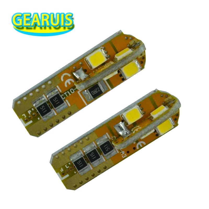 100 шт. автомобильный Стайлинг T10 Led 8 smd 2835 0.15A без ошибок потока PCB 5 Вт лампочка для салона автомобиля клиновидные боковые светильник белые светодиодные лампы 12V