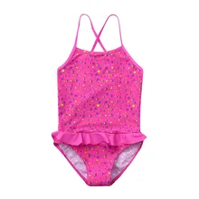 Детские купальники для девочек, цельные купальники из полиэстера, костюм бикини, пляжный купальник с принтом звезды, розовый купальник, пляжная одежда K327