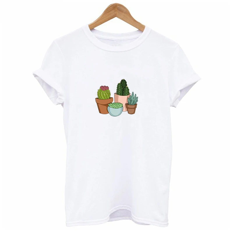 2019 الصيف الصبار الوردي قميص مطبوع قميص كاجوال قطني الإناث قمم المحملة محب نعرفكم المتناثرة