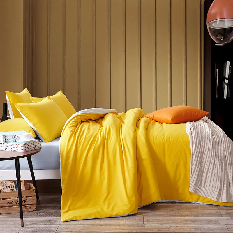

AB Side Solid Color Bedding Set Queen Duvet Cover Set Dark Multicolor 4pcs Bedclothes Adult Bed Set Pillowcases Cover Set TJ-19