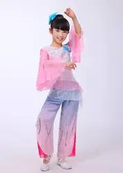 (0174) Китайские народные Танцы детей, костюмы Обувь для девочек Вышивка сцене вентилятор Yangko классического танца для выступления одежда