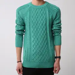 Для мужчин зимний свитер пуловер, свитер для мужчин с круглым вырезом в полоску Slim Fit вязание мужской пуловер однотонная стильная одежда