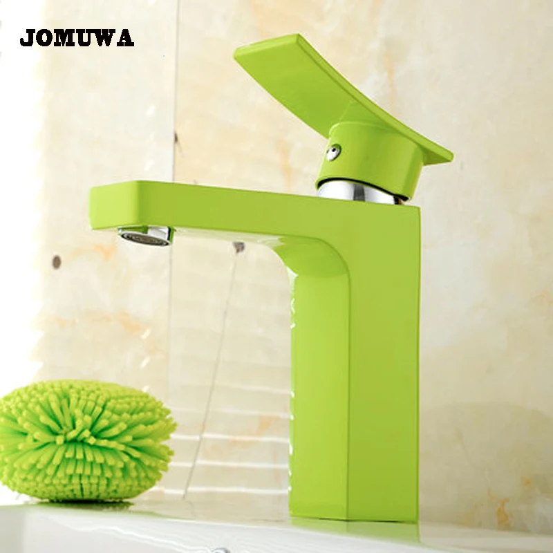 High quality Green Basin Faucets Brass Single Handle bathroom Hot and