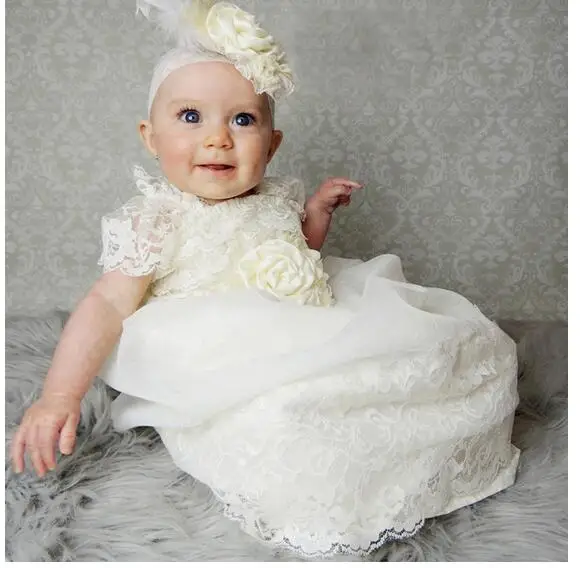 

Girl's Pageant Christening Dress 2017 Flower Girls Princess Dresses Kids Birthday Formal Dress Children Wedding Lace Dress