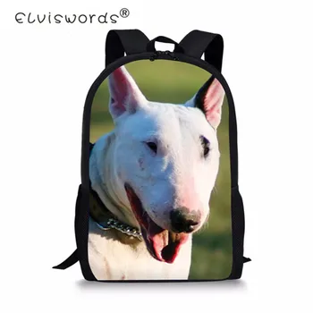 

ELVISWORDS 2019 Bull Terrier Zipper School Bags for Girls and Boys Bags Students Book Backpacks Mochila Infantil Shoulder Bags