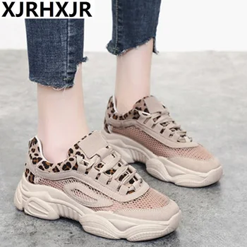 

Women Sneakers Shoes Summer Casual Thick Bottom Mesh Breathable Fashion Leopard Shoes Woman Ladies Flats zapatos de mujer