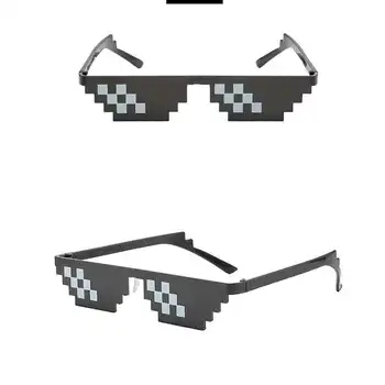 

New Mosaic Sunglasses Trick Toy Thug Life Glasses Deal With It Glasses Pixel Women Men Black Mosaic Sunglasses Funny toy