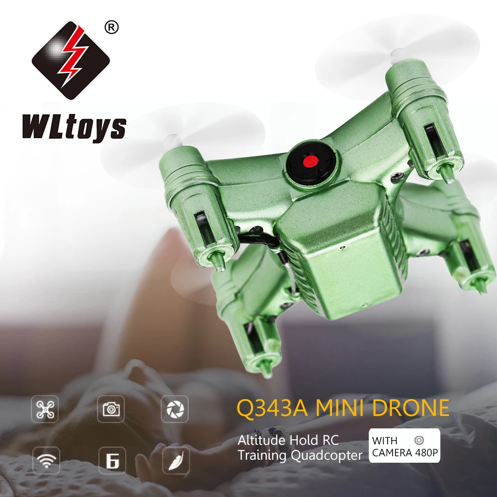 WLtoys Q343A мини Дрон камера 480P Wifi FPV высота удержания без головы 3D флип RC
