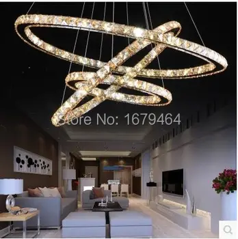 

high quality LED 40W 3 Ring Food Sitting Room Bar Art Hanging K9 Crystal LED Lighting. SIZE:40+30+20CM factory