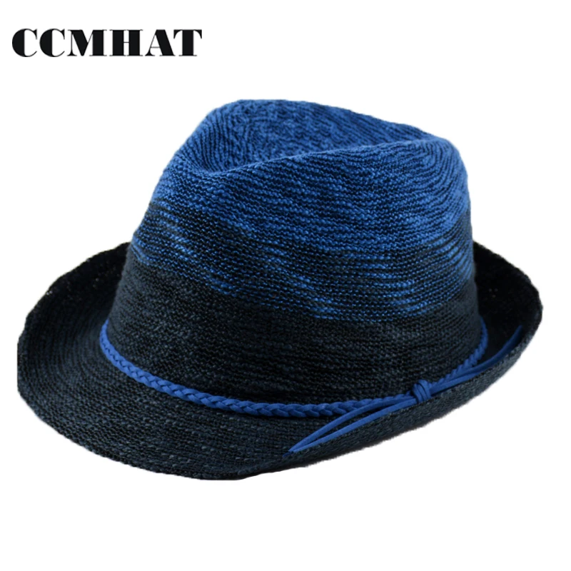 CCMHAT Fashion Men Polyester Fedoras Hat Summer Foldable High Quality