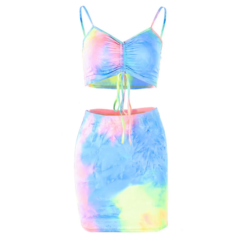 

2019 summer women's sexy sling tube top hip short skirt suit