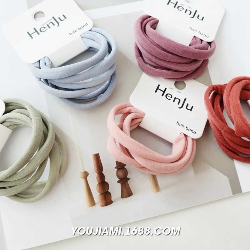 5Pcs/Set Women Girls High Elasticity Thick Rolled Towel Hair Rope Candy Solid Color Rubber Band Ring Fashion Ponytail Holder